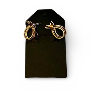 Vintage Gold Tone Knot Clip On Earrings